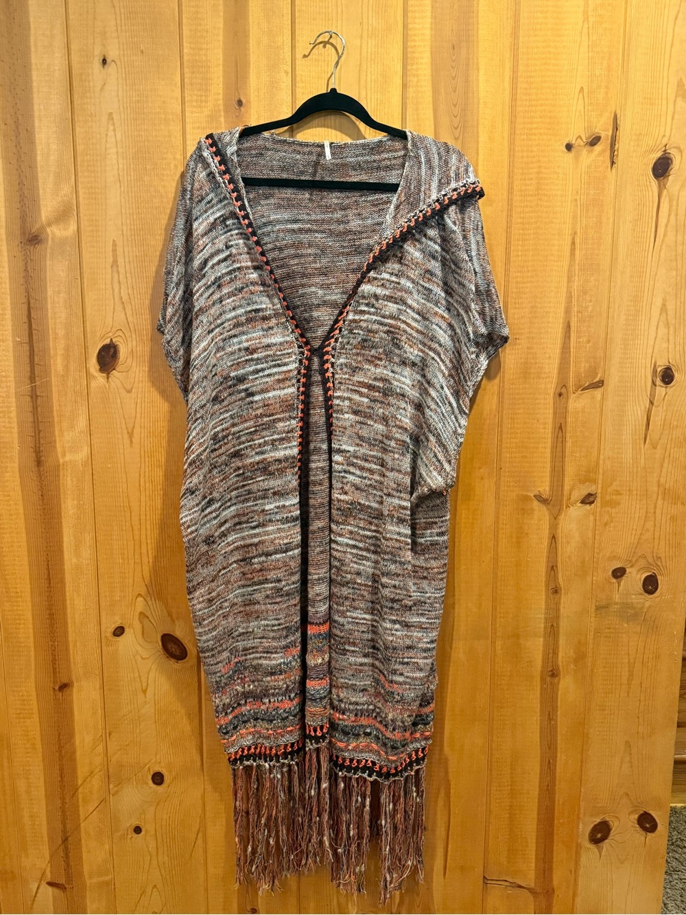 Free People Open Front Fringe Knit Cardigan